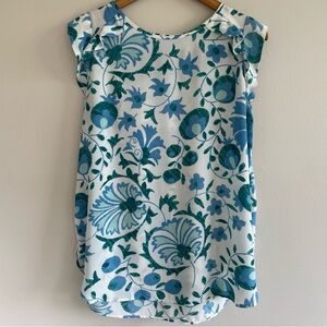 Loft Women's Blouse Blue/Green Floral Print Size Medium